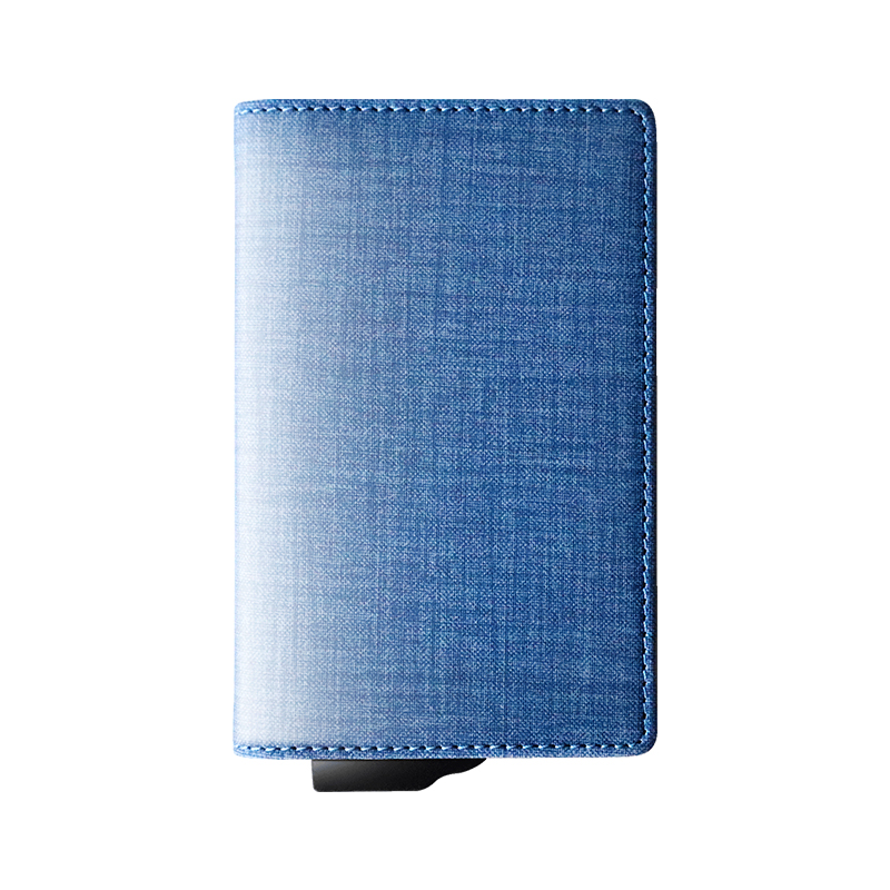 Custom Pop Up Aluminum Case PU Leather RFID Business Card Holder Minimalist Aluminum Wallet