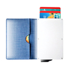 Custom Pop Up Aluminum Case PU Leather RFID Business Card Holder Minimalist Aluminum Wallet