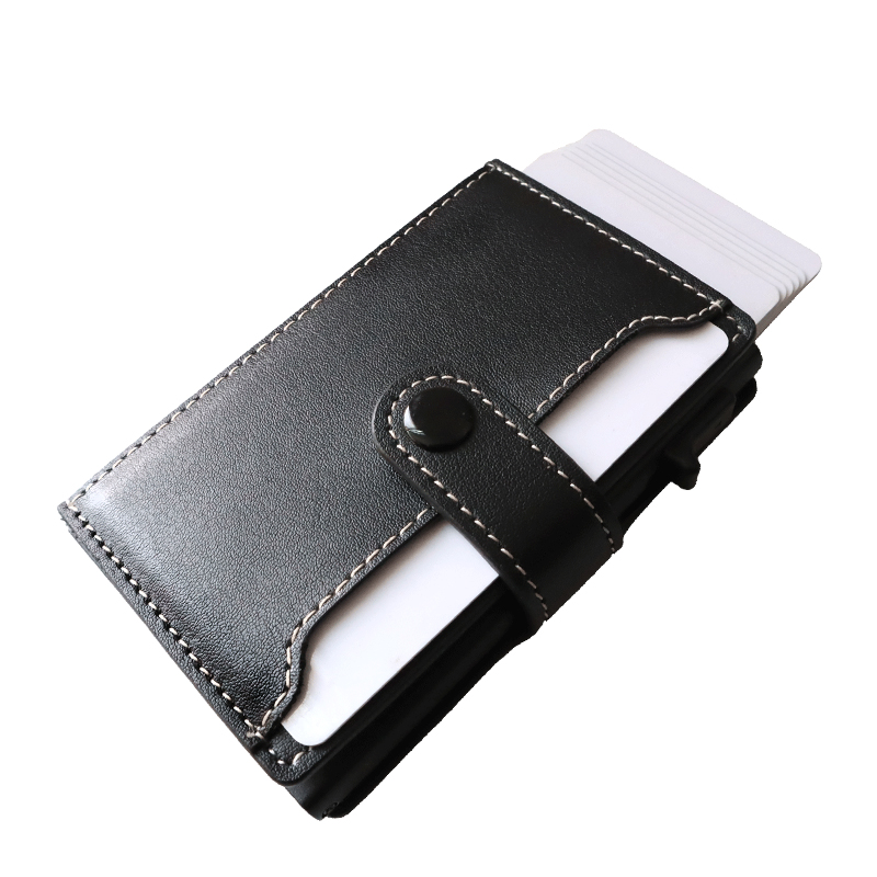 Black Color Genuine Leather Wallet with Custom Logo