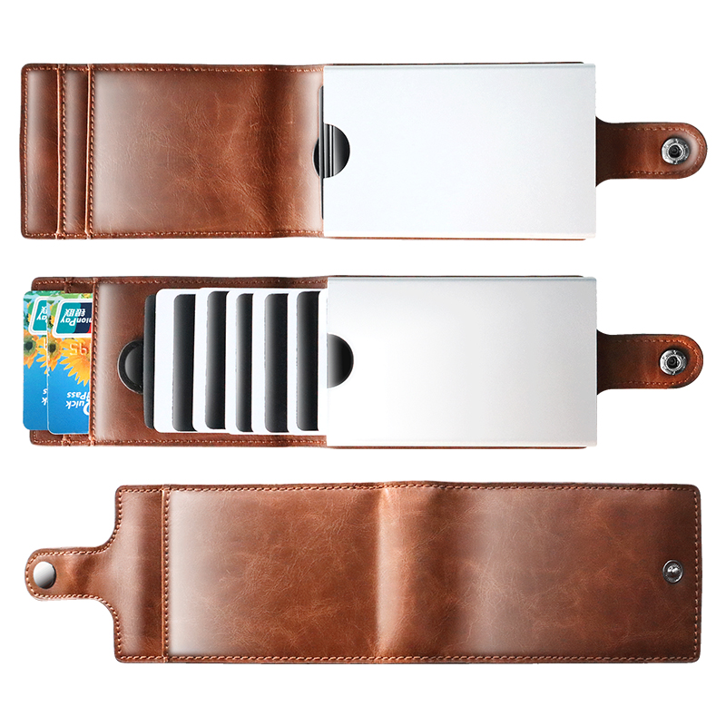 Custom Anti RFID Blocking Carteras Mens Leather Credit Card Holder Wallet